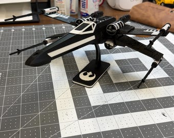 Black Lt Gray  X-Wing Model | 3D Printed Starfighter Display | Sci-Fi Collectible Desk Decor
