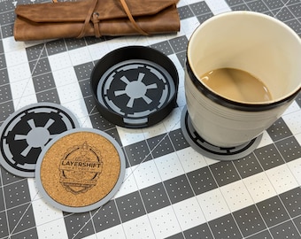 Imperial Coaster Set with Holder – 3D Printed Sci-Fi Drink Coasters