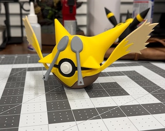 Alakazam Poké Ball Display | 3D Printed Psychic Pokémon Desk Model | Anime Gamer Desk Decor | Collector Shelf Display | Fan Art Gift