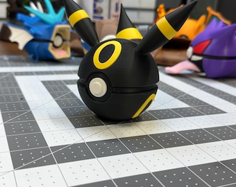 Umbreon Poké Ball Display | 3D Printed Eeveelution Desk Model | Anime Desk Decor | Pokémon Inspired Collectible