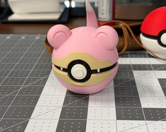 Slowpoke Pokeball Desk Display Model – 3D Printed Pokemon Inspired Collectible – Cute Gamer Desk Decor
