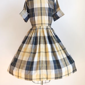 50s Vintage Plaid Shirtwaist Day Dress Small image 5