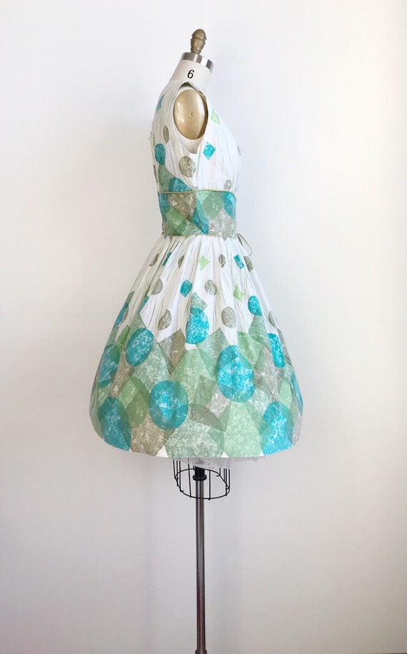 50s Vintage Abstract Geometric Shapes Border Prin… - image 5