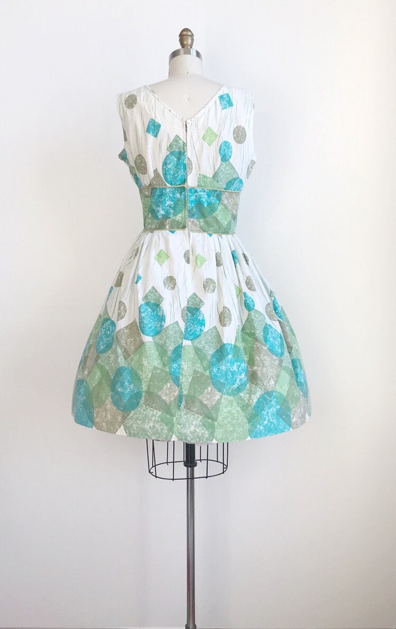 50s Vintage Abstract Geometric Shapes Border Prin… - image 6