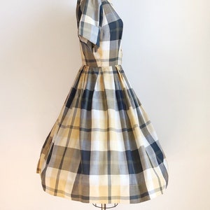 50s Vintage Plaid Shirtwaist Day Dress Small image 4