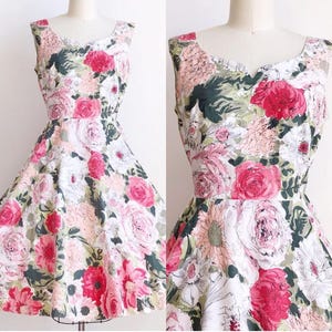 Vintage 1950s Alix of Miami Floral Day Dress Medium