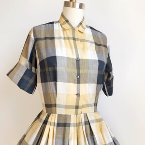 50s Vintage Plaid Shirtwaist Day Dress Small image 2