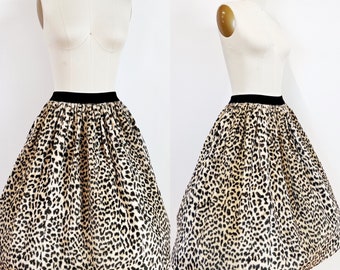 Vintage 1950s Leopard Cheetah Print Faux Fur Skirt