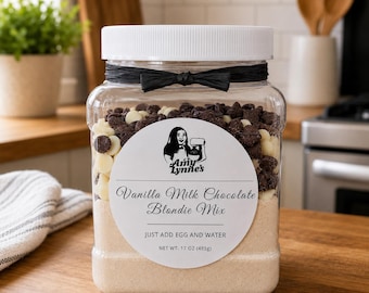 Vanilla Milk Chocolate Blondie Mix in Jar – Soft Chewy Chocolate Chip Blondies – Southern Baking Gift