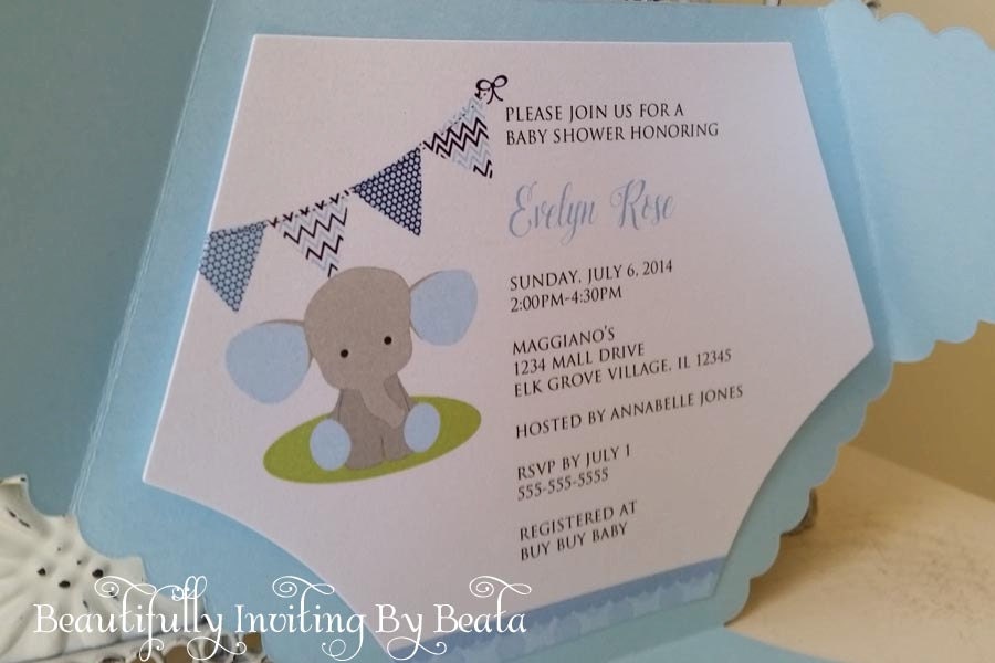 Invitations Baby Shower Éléphant Bleu - Lot De 8 Cartes Mignonnes Avec Enveloppes Pour Fête Prénatale