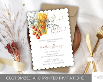 That's Amore Bridal Shower Invitation, Die Cut, Printed Invite,  Custom, Scalloped Edge, Editable