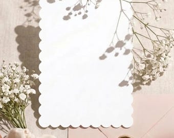 5x7 Scalloped Edge Cards, Blank White Cardstock, 110 lb Premium, DIY Invitations, Card Making Supplies