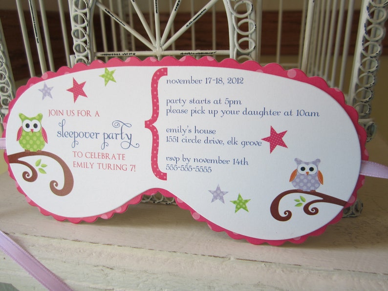 Sleeping Mask Invitation Custom Die Cut Perfect for Etsy