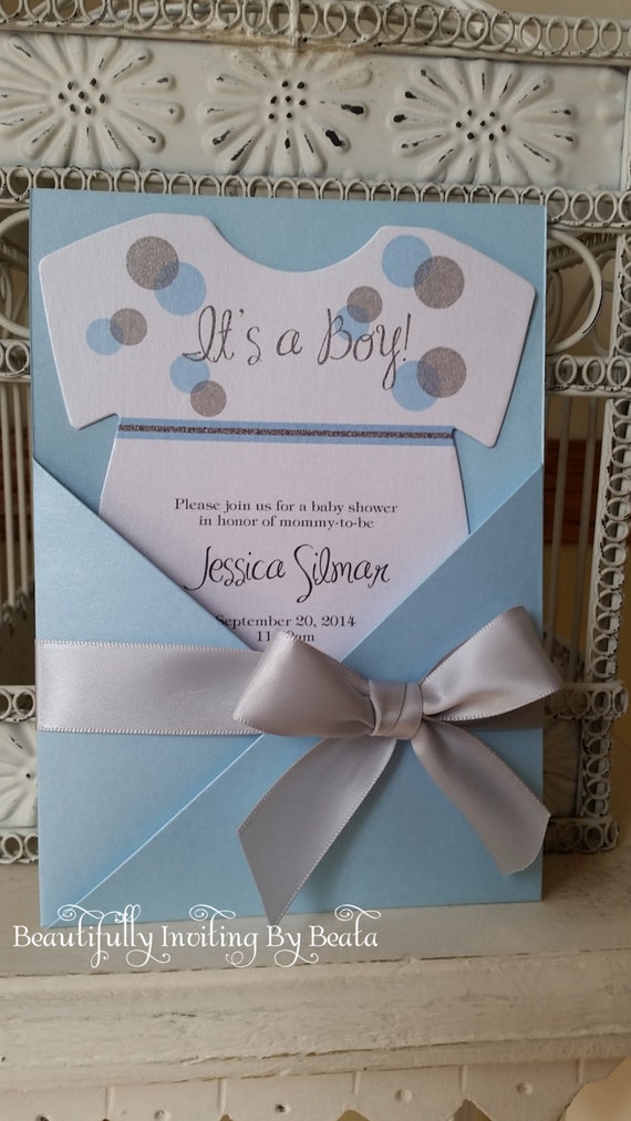 Silver and Baby Blue Themed Baby Shower Invitation Baby Etsy