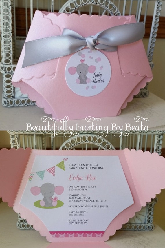 16 A6 Cards PINK Elephant Theme Girls Party Invite Baby Shower Invitations