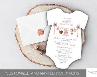 Golf Baby Shower Invitation, A Little Putter, Baby Girl Shower, Let's Par-Tee Golf Couple Shower Invitation, New to the Club, Editable