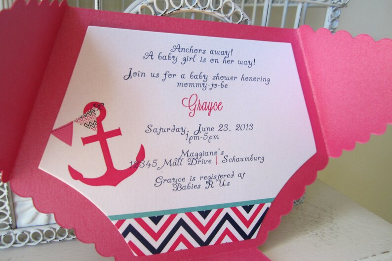 The Original Nautical Theme Baby Girl Shower Invitation Etsy