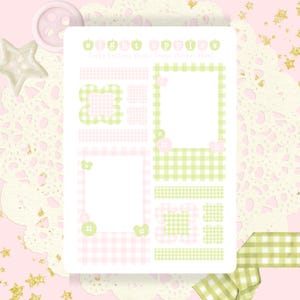 Gingham Photo Frame Sticker Sheet | Clover & Washi Tape Accents