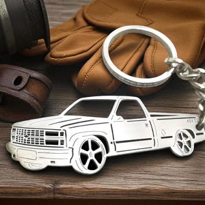 Custom keychain, fathers day gift, personalized stainless steel keyring, gifts for him, 1990 chevy silverado 454 ss