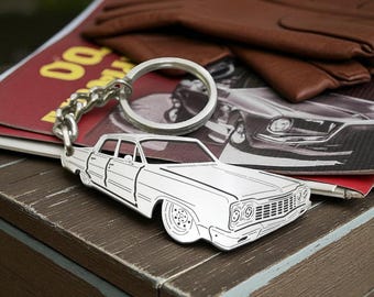 Schlüsselanhänger personalisiert, Geburtstagsgeschenk für Ihn, Edelstahl Schlüsselanhänger, Geschenke für Ihn, Chevy Biscayne 1964