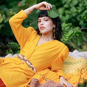 70s Bright Sunshine Yellow Jacket Vintage Long Sleeve Asymmetrical Statement Robe