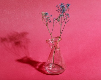 Vintage 60s Gold Foil Clear Glass Speckled Pitcher Vase with Handle