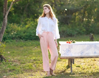 80s Pink Soft Rose Silk Trousers Vintage Pastel Shimmery Classic Pants