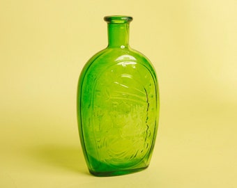 Vintage Big Green Clear Glass Antique Decor Eagle Bottle Vase