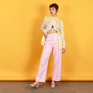 70s Barbie Light Pink Flared Trousers Vintage High Rise Flare Pastel Pants