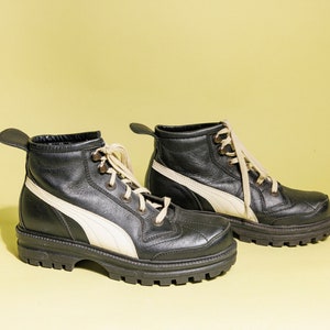 90s Black Puma Rudolf Dassler Schuhfabrik Boots Vintage Tie - Etsy