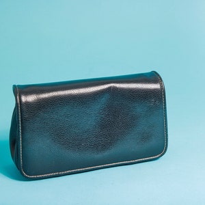 90s Black Stitched Textured Leather Clutch Vintage Small Liz Claiborne Purse image 1