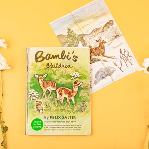 vintage Reclaimed Reused Handbound Book Journal Sketchbook - Bambi’s Children