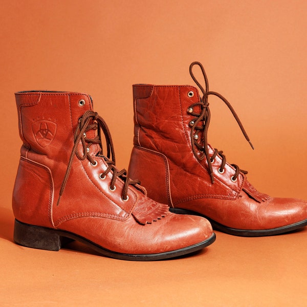 Brown Lace up Boots Etsy