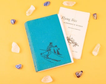 Vintage Reclaimed Repurposed Handbound Book Journal Sketchbook - Flying Skis