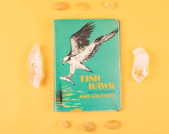 Vintage Reclaimed Repurposed Handbound Book Journal Sketchbook - Fish Hawk