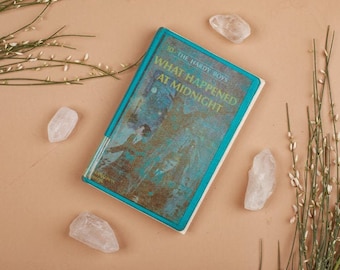 Vintage Reclaimed Repurposed Handbound Book Journal Sketchbook - What Happened at Midnight The Hardy Boys