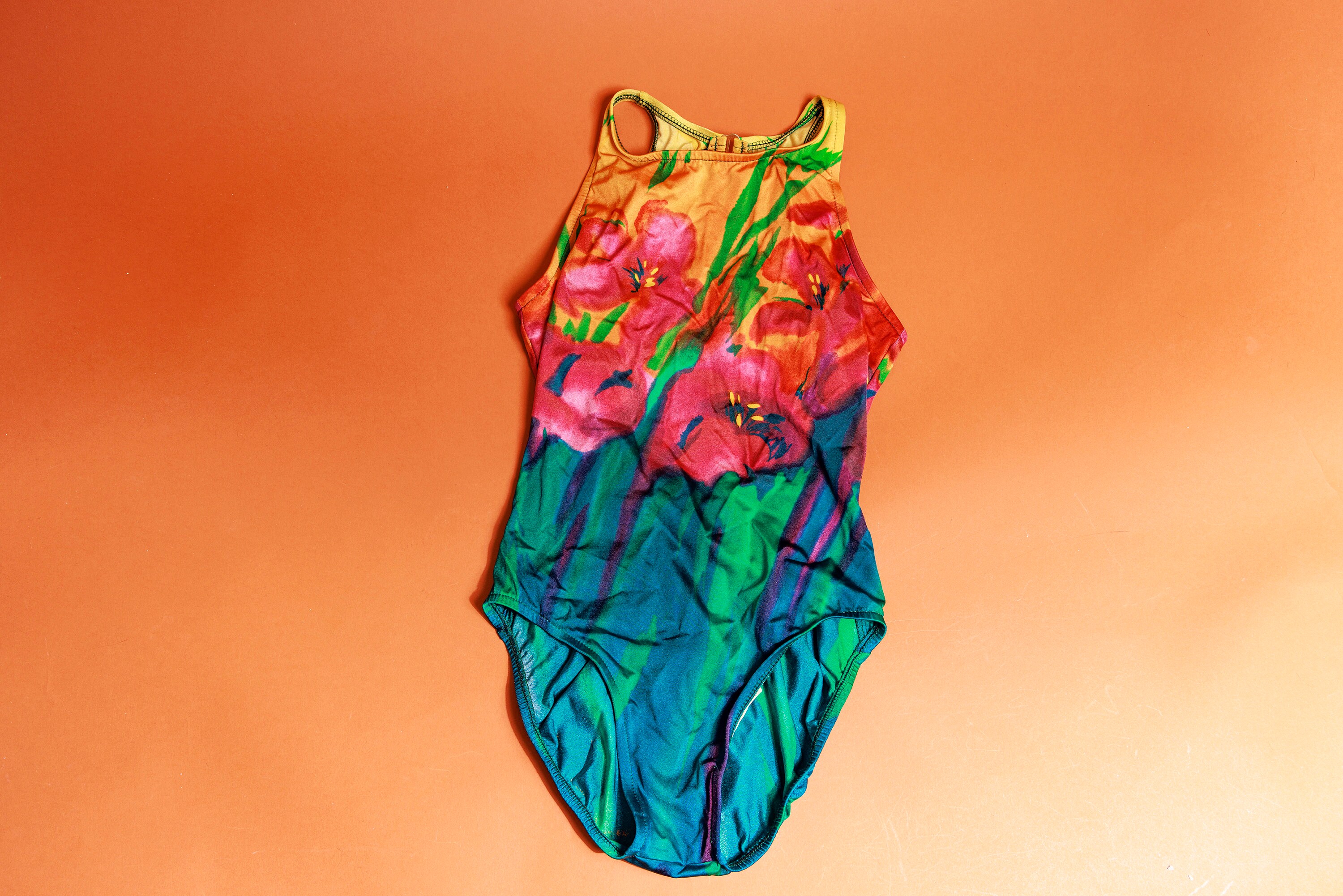 80s Watercolor Floral Bathing Suit Vintage Open Back Pink Etsy