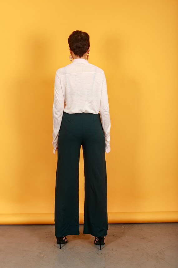 80s Dark Jewel Green Split Leg Trousers Vintage H… - image 10