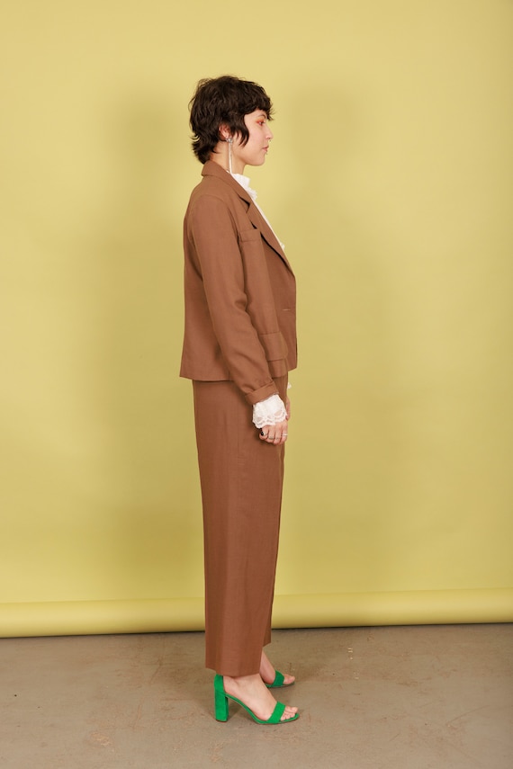 70s Light Brown Matching Blazer Suit Vintage Long… - image 10