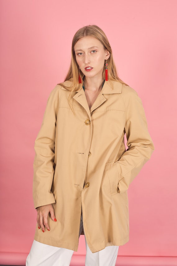 60s Beige Classic Minimal Coat Vintage Light Tan … - image 7