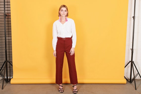High waisted buckle trousers sale