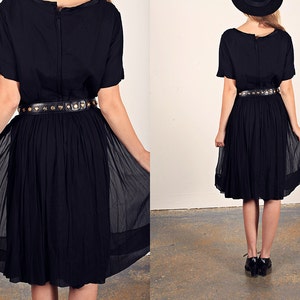 50s Black Chiffon Dress Vintage Little Black Party Dress image 3