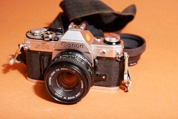 Vintage Black Grey Canon AE-1 FD 50mm 1.8 Lens 35mm SLR Film