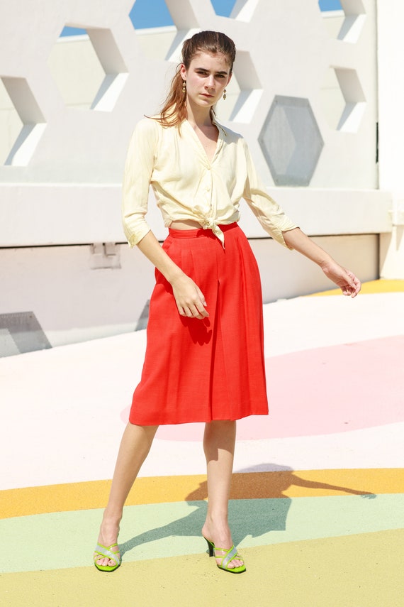 60s Bright Red Linen Matching Suit Vintage Blazer… - image 4