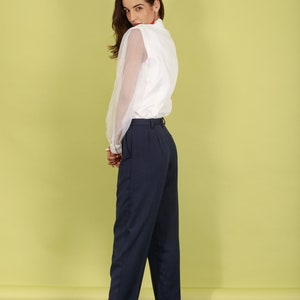 90s Liz Claiborne Dark Blue Trousers Vintage Fitted Navy Classic Pants image 6