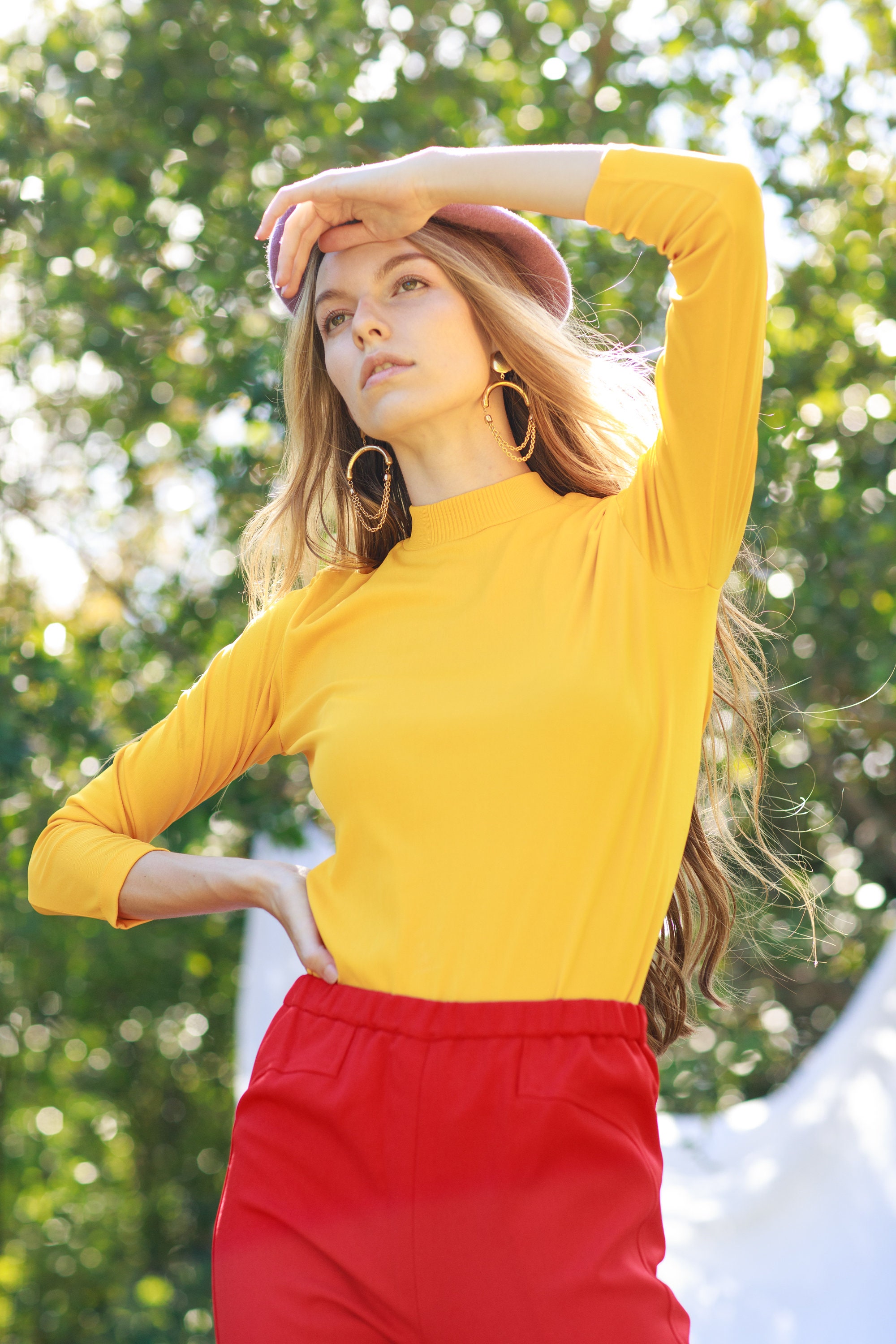 60s Sunshine Yellow Long Sleeve Sweater Vintage Turtleneck Knit