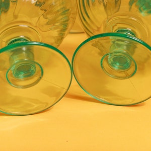 Set of 5 60s Teal Green Clear Glass Cups Vintage Cocktail Glasses Ice Cream Cups image 8