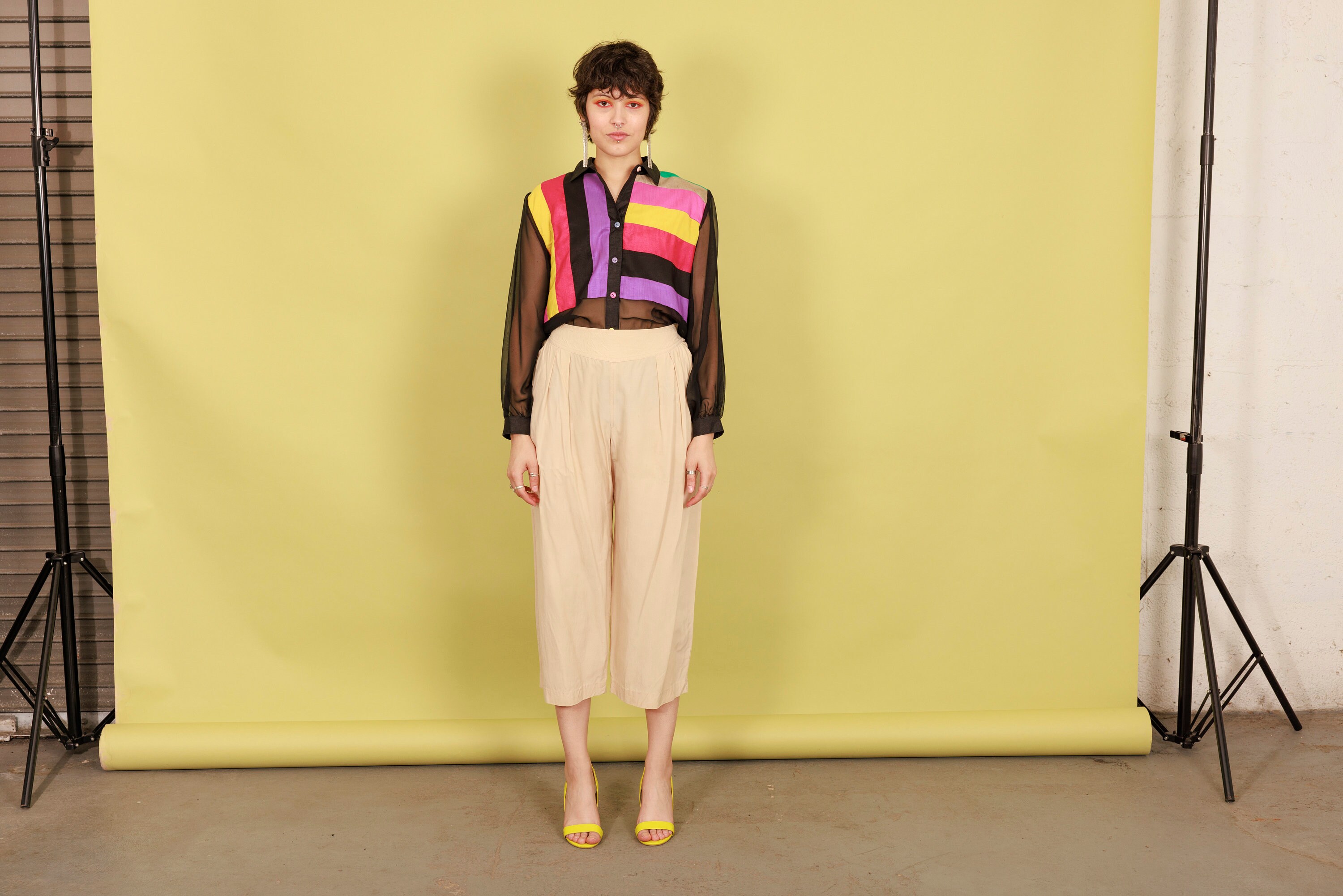 80s Cream Silk Relaxed Petite Pants Vintage Liz Claiborne