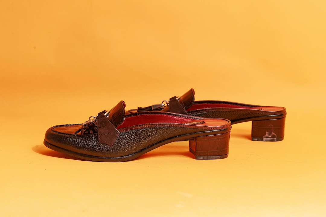 Vintage Brown Leather Tassel Loafers: 80s Kiltie Slip-ons - Etsy display picture 3