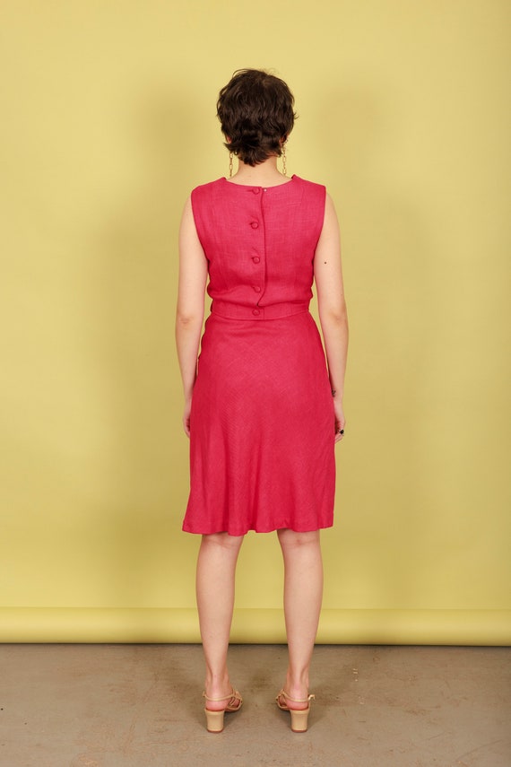 40s Dark Fuchsia Pink Fitted Dress Vintage Knit F… - image 10